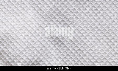 White waffle weave cotton fabric texture with diamond pattern for a textile background Stock Photo