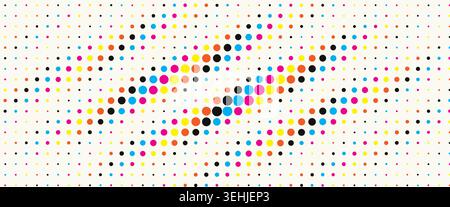 Abstract Irregular Dotted Pattern Wavy Halftone Texture Dynamic Colorful Wave Background for Action Sport, Cyber Sport, Science, Edtech, Music, Future Stock Vector
