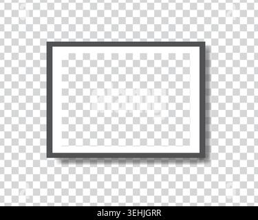 Photo frame border isolated on transparent background. Minimal empty blank mockup template for photo collage, scrapbook. Editable vector illustration. Stock Vector