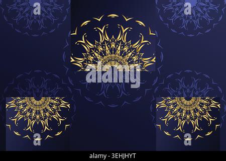 Decorative Islamic Mandala Design With Diamond Shaped Blue Frames Stock Vector