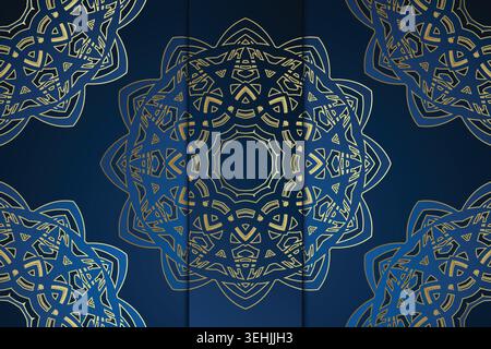 Luxury Mandala Artwork With Deep Blue Background And Ornate Details Stock Vector
