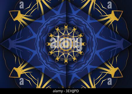 Elegant Persian Inspired Mandala Pattern On Deep Blue Background Stock Vector