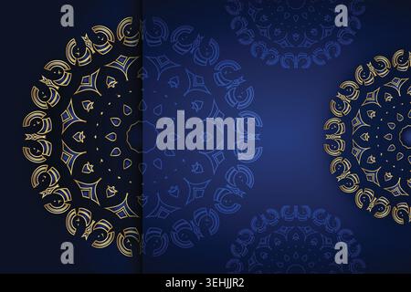 Ornate Gold And Blue Mandala Pattern Inspired By Islamic Persian Art Stock Vector