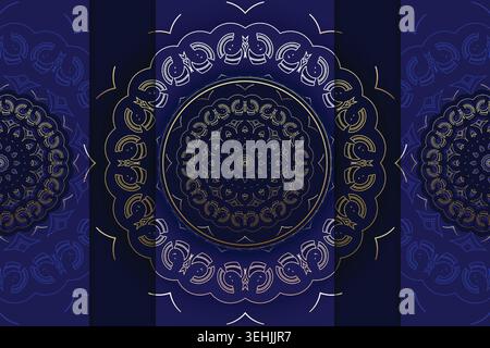 Repeating Mandala Background With Intricate Gold And Blue Ornament Design Stock Vector