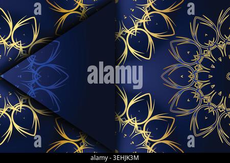 Elegant Mandala Ornament In Deep Blue And Gold Decorative Artwork Stock Vector
