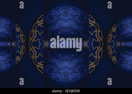 Abstract Luxury Mandala Art With Gold Geometric Shapes On Navy Background Stock Vector