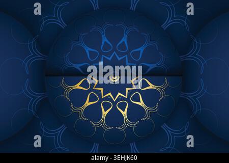 Elegant Decorative Mandala Pattern In Gold And Dark Blue Color Theme Stock Vector