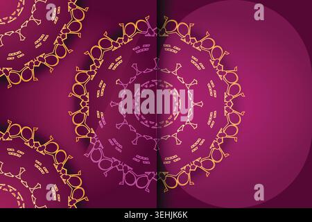Luxury Maroon Background Mandala With Purple Pink And Gold Ornamental Details Stock Vector