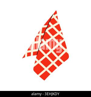 Red and white checkered napkin or cloth vector hand drawn illustration flat Stock Vector