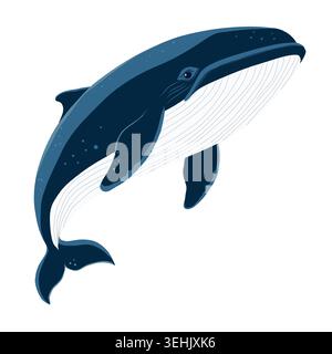 Funny sperm whale. Vector illustration. Animals of the underwater world of the ocean, isolated on a white background. Stock Vector