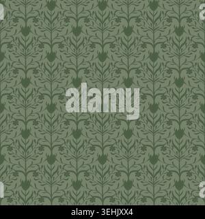 Flowers, buds and petals on a seamless pattern. Vector illustration. Floral pattern of herbs and twigs on a dark background Stock Vector