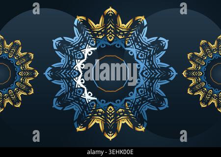 Decorative Islamic Mandala Design With Diamond Shaped Blue Frames Stock Vector