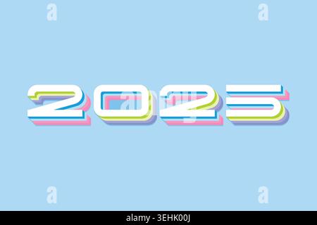 Retro Futuristic 2025 Typography Design Stock Vector