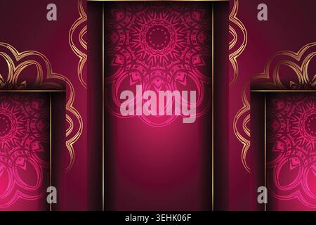 Intricate Mandala Ornament In Gold On Rich Dark Background Stock Vector