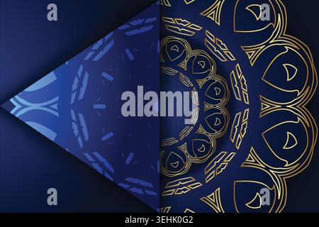 Elegant Persian Inspired Mandala Pattern On Deep Blue Background Stock Vector