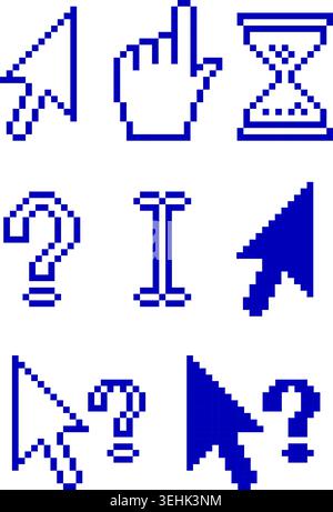 Collect Standard Pixel Cursors, element for design, vector illustration Stock Vector
