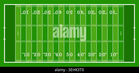 american football field with line, top view, vector illustration Stock Vector