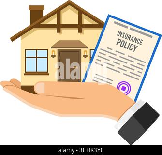 Insurance Flat Icons Set for Poster, Web Site, Advertising like House, House and Policy. Stock Vector