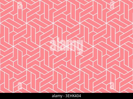 Abstract geometric pattern with stripes, lines. Seamless vector background. White and pink ornament. Simple lattice graphic design Stock Vector