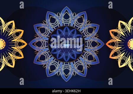 Luxury Floral And Geometric Mandala Pattern With Golden Glow Stock Vector