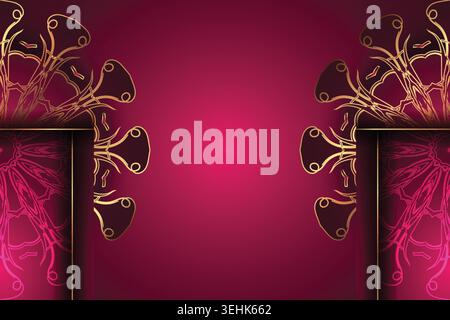 Elegant Geometric Floral Mandala Pattern On Deep Rich Red Background Stock Vector