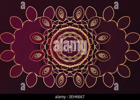 Ornate Gold And Red Mandala Design Inside Circular Frame Luxury Symmetrical Art Stock Vector