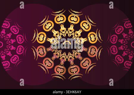 Vibrant Pink Purple Gold Mandala Pattern With Soft Gradient Depth Effect Stock Vector