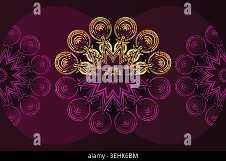 Intricate Kaleidoscopic Mandala Pattern With Pink Purple And Gold Details Stock Vector