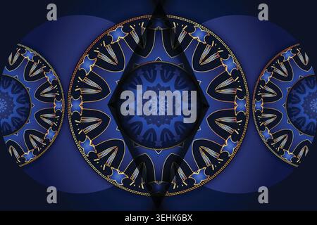 Decorative Islamic Mandala Design With Diamond Shaped Blue Frames Stock Vector