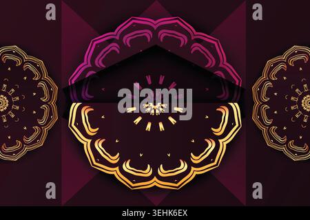 Intricate Luxury Mandala Art With Floral Geometry And Deep Maroon Contrast Stock Vector
