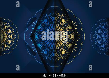 Luxury Gold Mandala Design On Deep Navy Blue Elegant Background Stock Vector