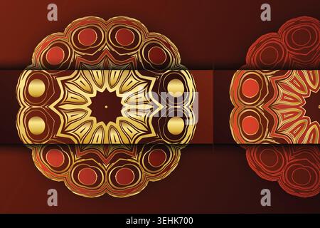 Decorative Hexagon Framed Mandala With Gold Color Palette Art Stock Vector