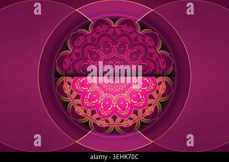 Intricate Floral Geometric Mandala In Hexagonal Composition With Golden Highlights Stock Vector