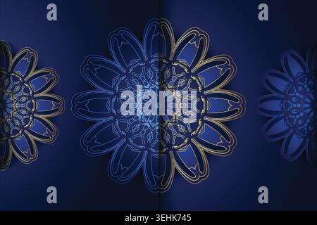 Elegant Persian Inspired Mandala Pattern On Deep Blue Background Stock Vector