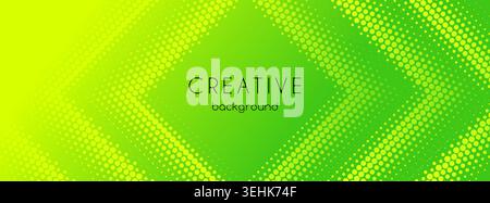 Green yellow gradient abstract background with halftone dotted arrows. Vector minimalist creative banner template for website Stock Vector
