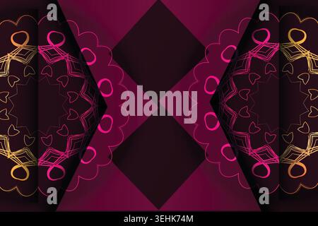 Elegant Maroon Background Mandala With Vibrant Jewel Tone Radiating Patterns Stock Vector