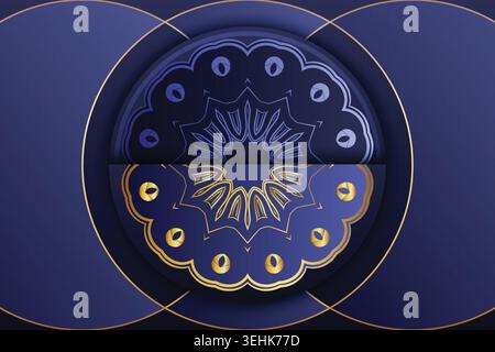 Ornate Gold And Blue Mandala Pattern Inspired By Islamic Persian Art Stock Vector