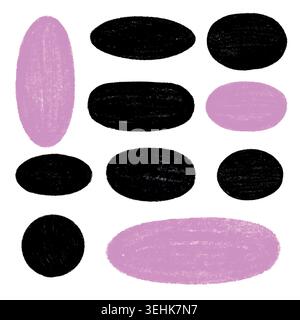 Black and pink pastel colored frames isolated on white background Stock Vector