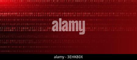 Virus Code Flow Red Binary Code Bug Cyber Attack Pattern. Malware Attack Ransomware Warning Background. Computer Hacking Cyber Security Breach. AI Stock Vector