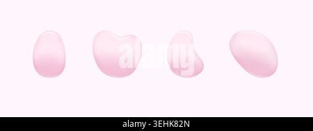 Water drops of cosmetic gel isolated on light pink background Stock Vector
