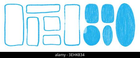 Hand drawn frame boxes with crayon. Stock Vector