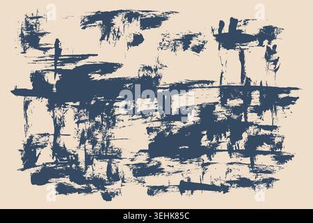 Abstract grunge ink painting texture. Brush stroke overlay distressed background. Hills and fields abstract representation. Vector illustration Stock Vector