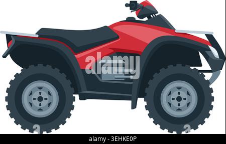 Quad bike isolated in side view. Four-wheeled motorcycle in flat style - isolated icon transportation. Vector illustration Stock Vector