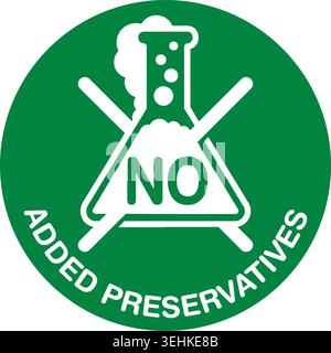Addititves free and No added preservatives flat green vector icon. Lab test tube with harmful liquid. Vector illustration Stock Vector