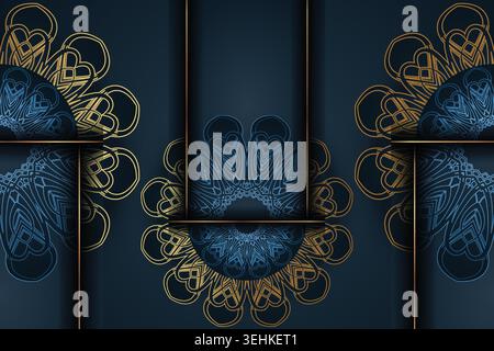 Decorative Symmetrical Mandala Design With Golden Star Center Motif Stock Vector