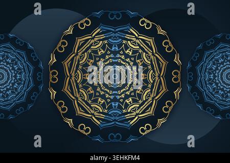 Luxury Gold Floral Mandala Design On Deep Maroon Background Symmetrical Ornament Art Stock Vector