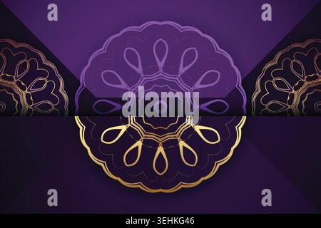 Vibrant Pink Purple Gold Mandala Pattern With Soft Gradient Depth Effect Stock Vector
