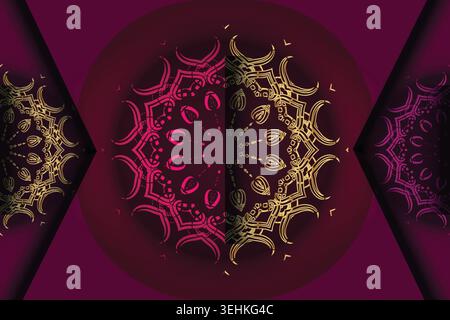 Artistic Symmetrical Mandala Illustration With Star Center And Floral Geometry Stock Vector