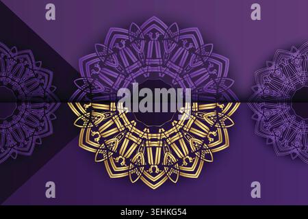 Elegant Geometric Floral Mandala Pattern On Deep Rich Background Stock Vector
