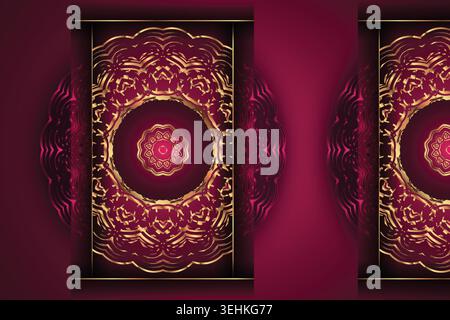 Royal Gold Mandala Pattern On Deep Red Background With Concentric Depth Stock Vector